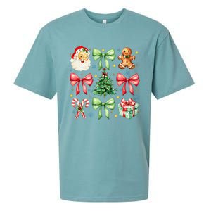 Coquette Bow Christmas Tree Gingerbread Santa Xmas Holiday Sueded Cloud Jersey T-Shirt