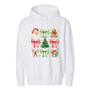 Coquette Bow Christmas Tree Gingerbread Santa Xmas Holiday Garment-Dyed Fleece Hoodie