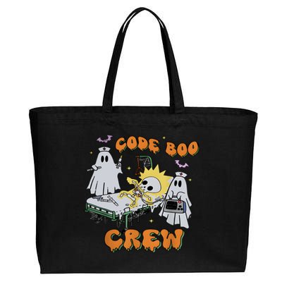 Code Boo Crew Funny Ghost Nurse Halloween Cotton Canvas Jumbo Tote