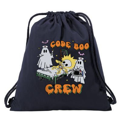 Code Boo Crew Funny Ghost Nurse Halloween Drawstring Bag