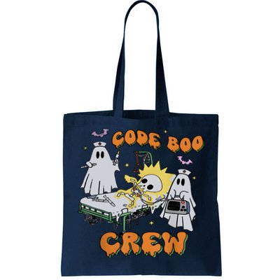 Code Boo Crew Funny Ghost Nurse Halloween Tote Bag