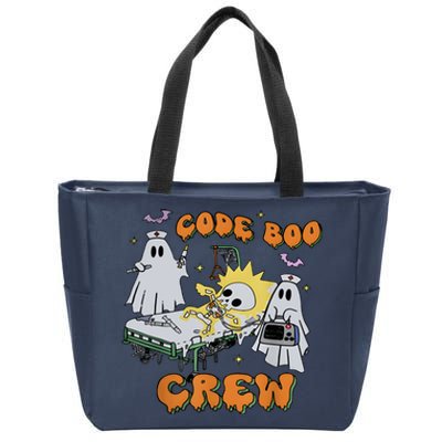 Code Boo Crew Funny Ghost Nurse Halloween Zip Tote Bag