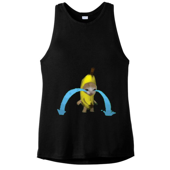 Crying Banana Cat Meme Popular Internet Meme Christmas Day Ladies PosiCharge Tri-Blend Wicking Tank