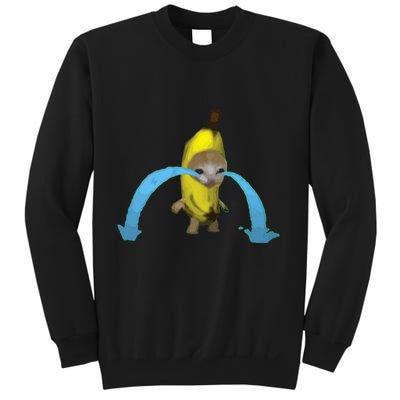 Crying Banana Cat Meme Popular Internet Meme Christmas Day Sweatshirt
