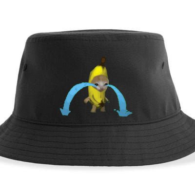 Crying Banana Cat Meme Popular Internet Meme Christmas Day Sustainable Bucket Hat