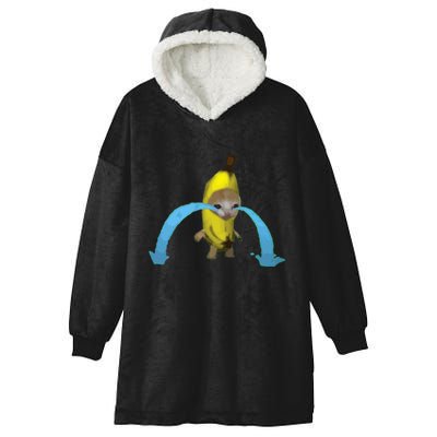 Crying Banana Cat Meme Popular Internet Meme Christmas Day Hooded Wearable Blanket
