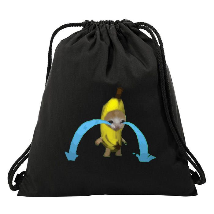 Crying Banana Cat Meme Popular Internet Meme Christmas Day Drawstring Bag