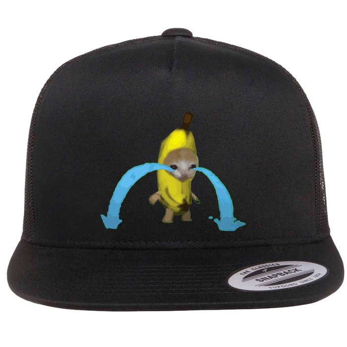 Crying Banana Cat Meme Popular Internet Meme Christmas Day Flat Bill Trucker Hat