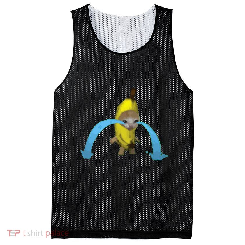 Crying Banana Cat Meme Popular Internet Meme Christmas Day Mesh Reversible Basketball Jersey Tank