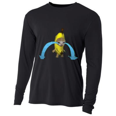 Crying Banana Cat Meme Popular Internet Meme Christmas Day Cooling Performance Long Sleeve Crew
