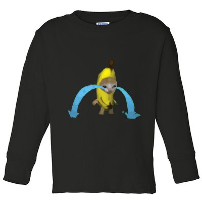 Crying Banana Cat Meme Popular Internet Meme Christmas Day Toddler Long Sleeve Shirt