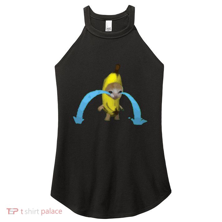 Crying Banana Cat Meme Popular Internet Meme Christmas Day Women's Perfect Tri Rocker Tank
