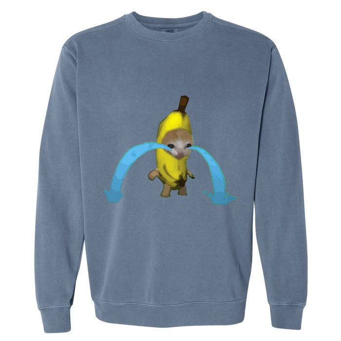 Crying Banana Cat Meme Popular Internet Meme Christmas Day Garment-Dyed Sweatshirt
