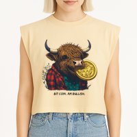 Crypto Bit Coin Am Bullish Cryptocurrency Garment-Dyed Women's Muscle Tee