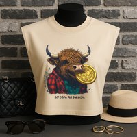 Crypto Bit Coin Am Bullish Cryptocurrency Garment-Dyed Women's Muscle Tee