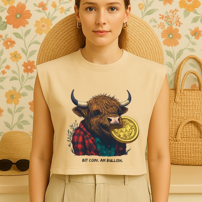 Crypto Bit Coin Am Bullish Cryptocurrency Garment-Dyed Women's Muscle Tee