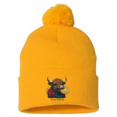 Crypto Bit Coin Am Bullish Cryptocurrency Pom Pom 12in Knit Beanie