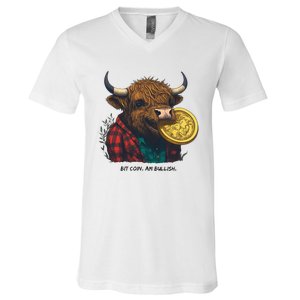 Crypto Bit Coin Am Bullish Cryptocurrency V-Neck T-Shirt