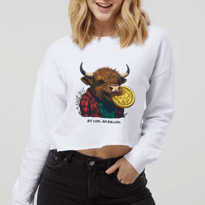 Crypto Bit Coin Am Bullish Cryptocurrency Cropped Pullover Crew