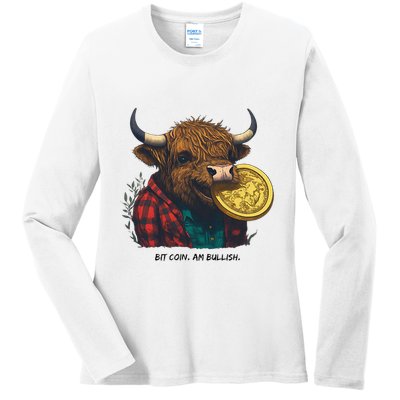 Crypto Bit Coin Am Bullish Cryptocurrency Ladies Long Sleeve Shirt
