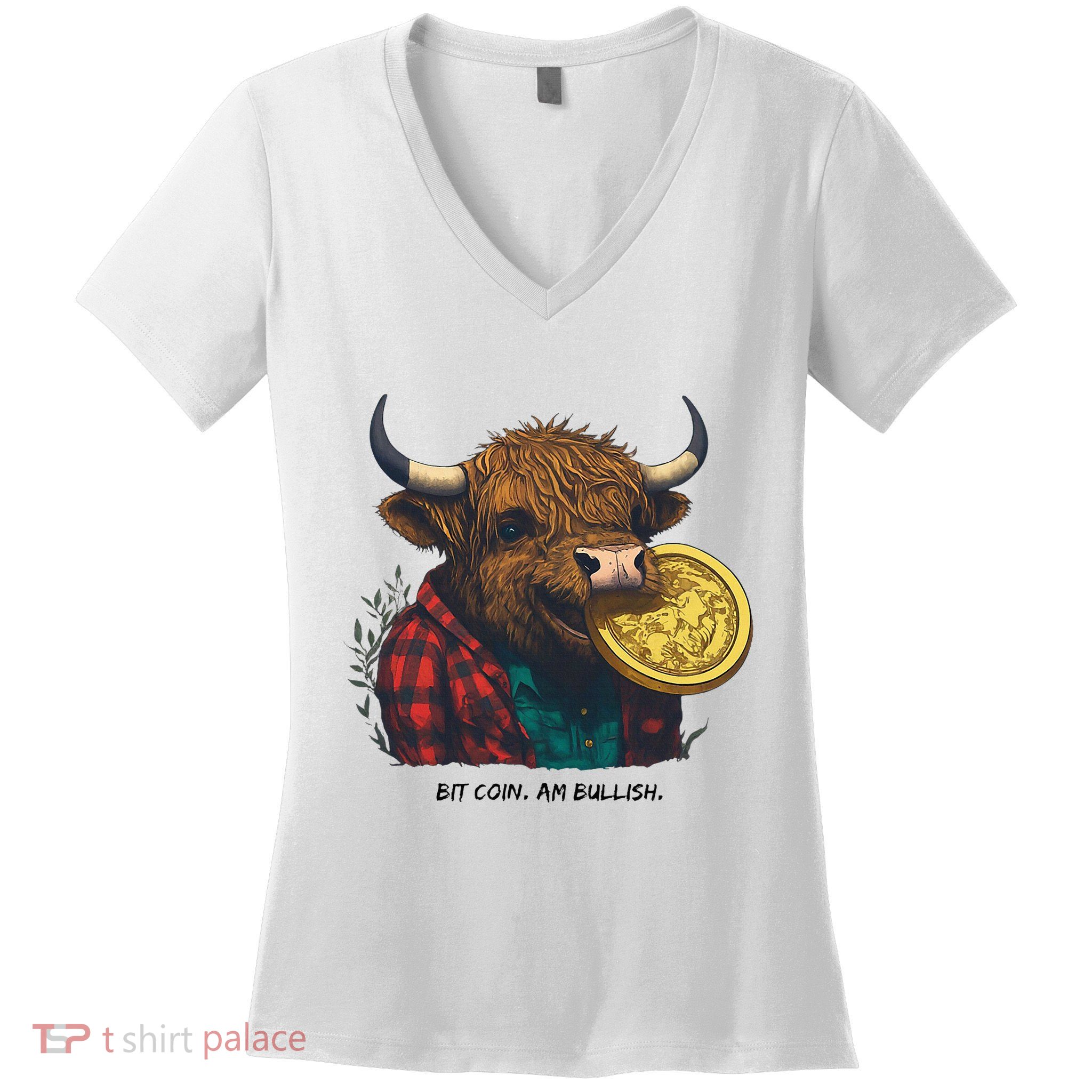 Crypto Bit Coin Am Bullish Cryptocurrency Women's V-Neck T-Shirt