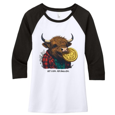 Crypto Bit Coin Am Bullish Cryptocurrency Women's Tri-Blend 3/4-Sleeve Raglan Shirt