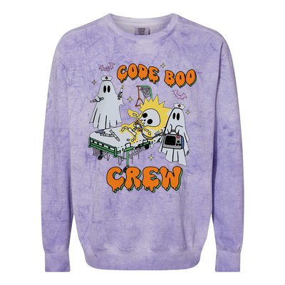 Code Boo Crew Funny Ghost Nurse Halloween Costume Nursing Colorblast Crewneck Sweatshirt