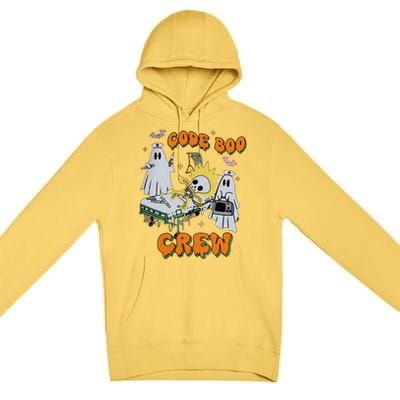 Code Boo Crew Funny Ghost Nurse Halloween Costume Nursing Premium Pullover Hoodie