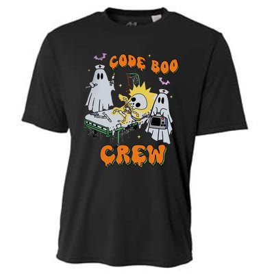 Code Boo Crew Funny Ghost Nurse Halloween Costume Nursing Cooling Performance Crew T-Shirt