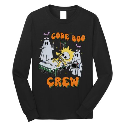 Code Boo Crew Funny Ghost Nurse Halloween Costume Nursing Long Sleeve Shirt