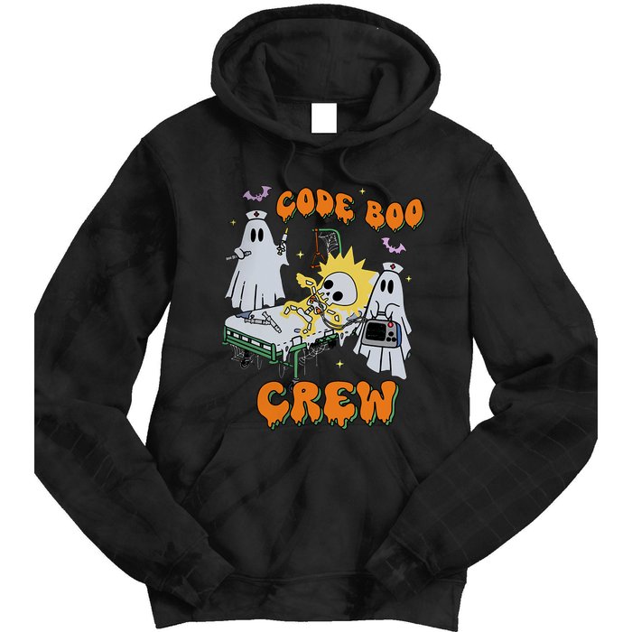 Code Boo Crew Funny Ghost Nurse Halloween Costume Nursing Tie Dye Hoodie