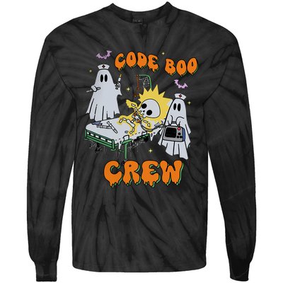 Code Boo Crew Funny Ghost Nurse Halloween Costume Nursing Tie-Dye Long Sleeve Shirt