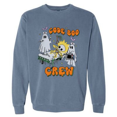 Code Boo Crew Funny Ghost Nurse Halloween Costume Nursing Garment-Dyed Sweatshirt