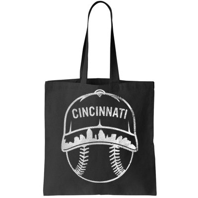 Cincinnati Baseball Cap Cityscape Skyline City Tote Bag