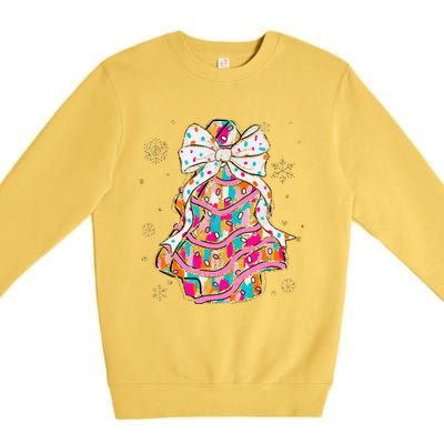 Coquette Bow Christmas Pin.K Floral Xmas Premium Crewneck Sweatshirt