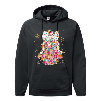 Coquette Bow Christmas Pin.K Floral Xmas Performance Fleece Hoodie