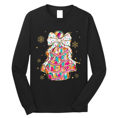 Coquette Bow Christmas Pin.K Floral Xmas Long Sleeve Shirt