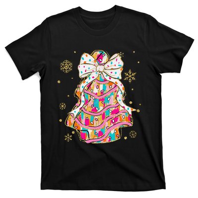 Coquette Bow Christmas Pin.K Floral Xmas T-Shirt