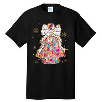 Coquette Bow Christmas Pin.K Floral Xmas Tall T-Shirt