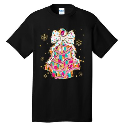 Coquette Bow Christmas Pin.K Floral Xmas Tall T-Shirt