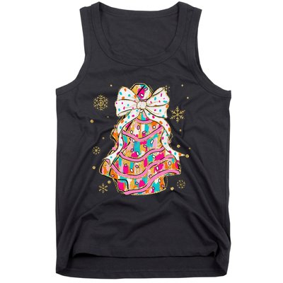 Coquette Bow Christmas Pin.K Floral Xmas Tank Top