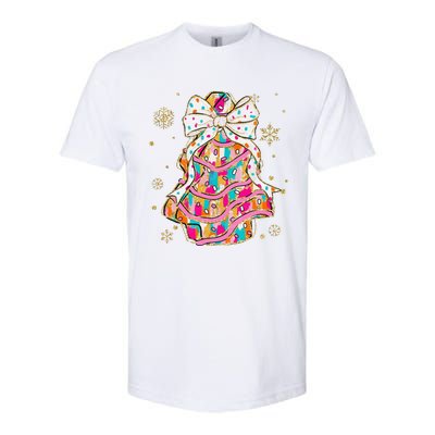 Coquette Bow Christmas Pin.K Floral Xmas Softstyle CVC T-Shirt