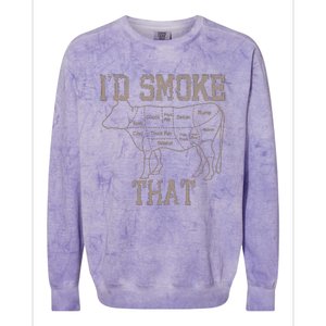 Chef Butcher Cook BBQ Id Smoke That Cow Beef Funny Gift Colorblast Crewneck Sweatshirt