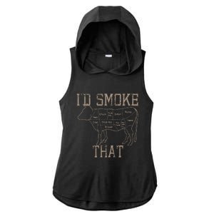 Chef Butcher Cook BBQ Id Smoke That Cow Beef Funny Gift Ladies PosiCharge Tri-Blend Wicking Draft Hoodie Tank