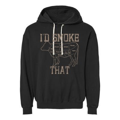 Chef Butcher Cook BBQ Id Smoke That Cow Beef Funny Gift Garment-Dyed Fleece Hoodie