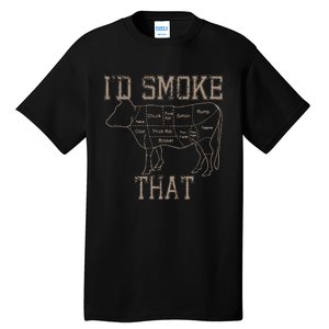 Chef Butcher Cook BBQ Id Smoke That Cow Beef Funny Gift Tall T-Shirt