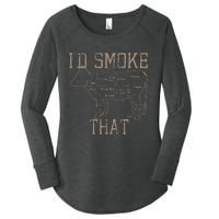 Chef Butcher Cook BBQ Id Smoke That Cow Beef Funny Gift Women's Perfect Tri Tunic Long Sleeve Shirt