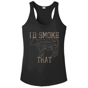 Chef Butcher Cook BBQ Id Smoke That Cow Beef Funny Gift Ladies PosiCharge Competitor Racerback Tank