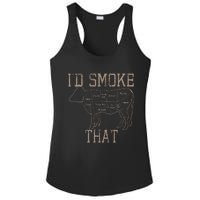 Chef Butcher Cook BBQ Id Smoke That Cow Beef Funny Gift Ladies PosiCharge Competitor Racerback Tank