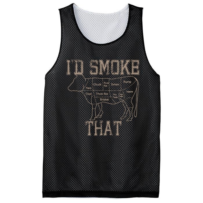 Chef Butcher Cook BBQ Id Smoke That Cow Beef Funny Gift Mesh Reversible Basketball Jersey Tank